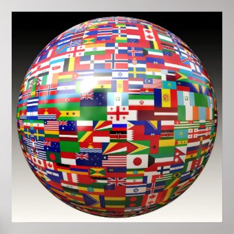 World Flags in a Globe Poster | Zazzle