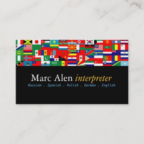 World Flags Interpreter Translator Business Card