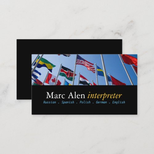 World Flags Interpreter Translator Business Card