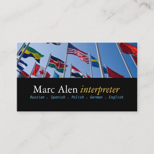 World Flags Interpreter Translator Business Card