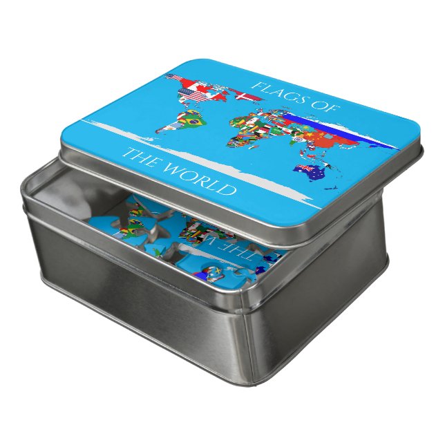 world flags jigsaw puzzle (Lid Open)