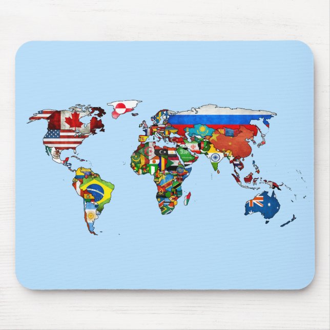 World Flags Map Mouse Pad (Front)