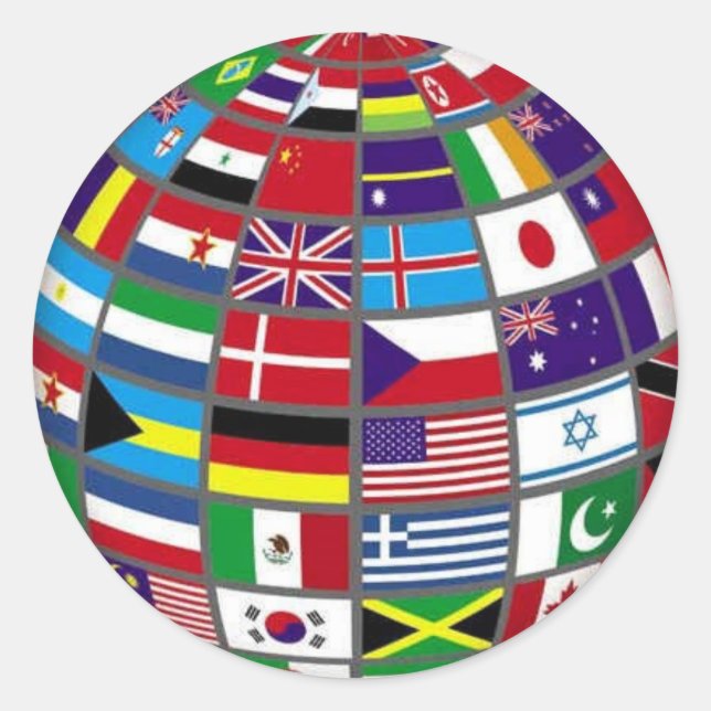 World Flags on Globe Sticker (Front)