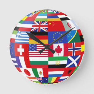 World flags round clock