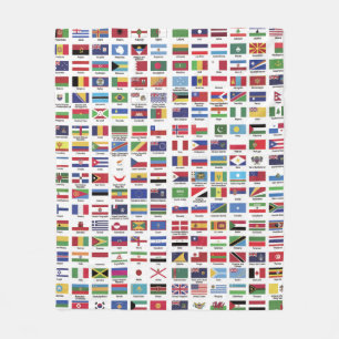 World Flags with Country Names Fleece Blanket