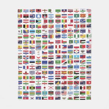 World Flags With Country Names Fleece Blanket by Angel86 at Zazzle