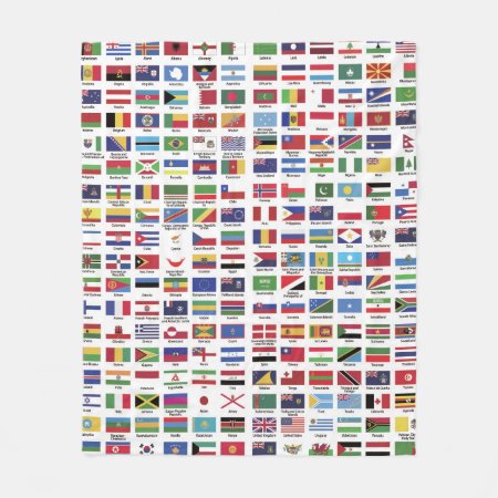 World Flags With Country Names Fleece Blanket