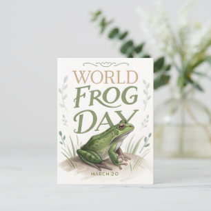World Frog Day Watercolor Nature Art Postcard