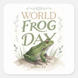 World Frog Day Watercolor Nature Art Square Sticker