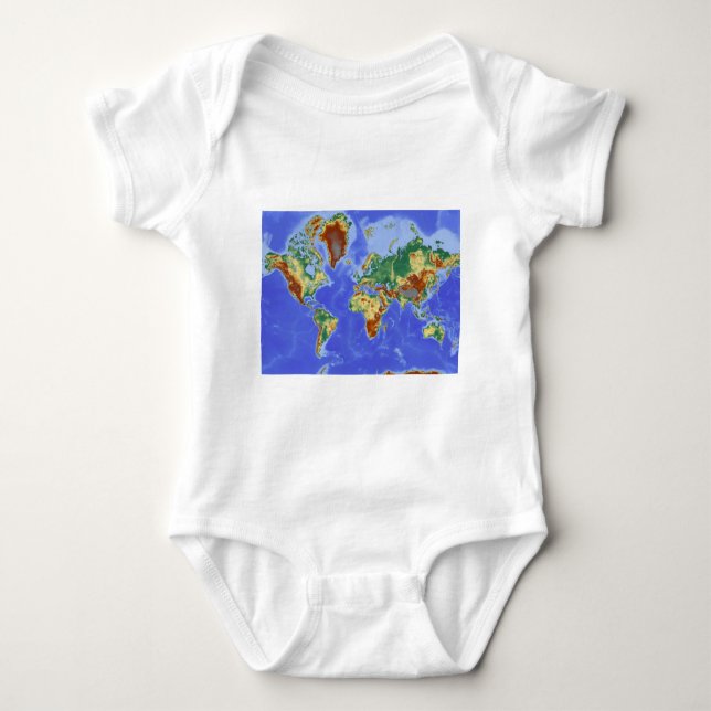 World Geographic International Map Baby Bodysuit (Front)