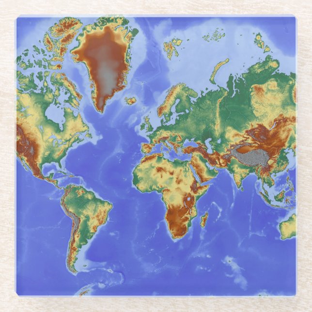 World Geographic International Map Glass Coaster (Front)