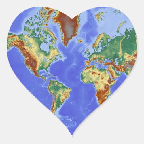 World Geographic International Map Heart Sticker