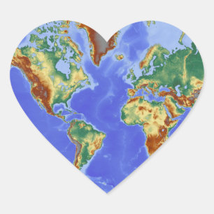 World Geographic International Map Heart Sticker