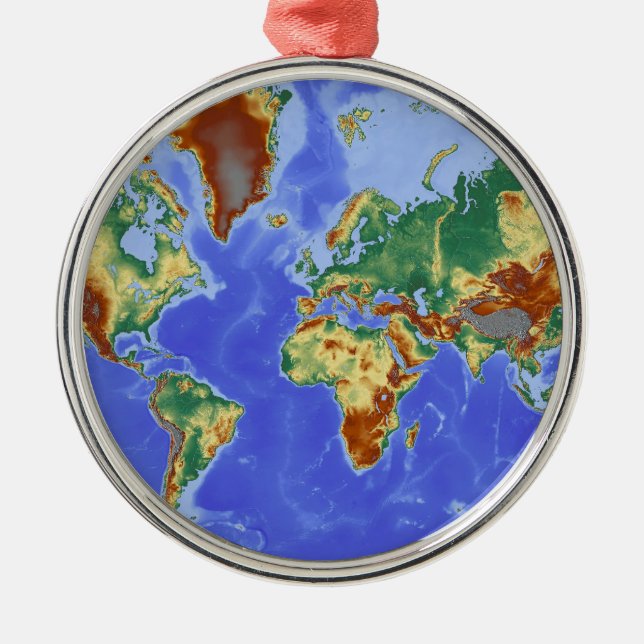 World Geographic International Map Metal Ornament (Front)