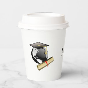 World Globe and Diploma Graduation Party Paper Cups
