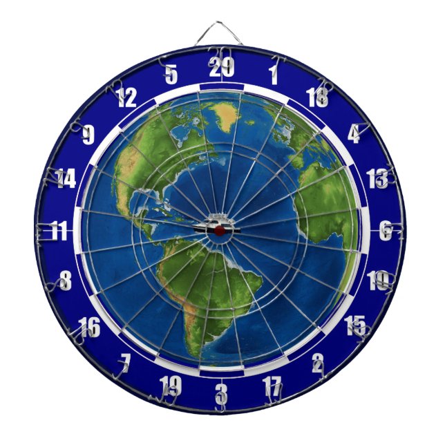World Globe and Ship on Blue Dart Board (Front)