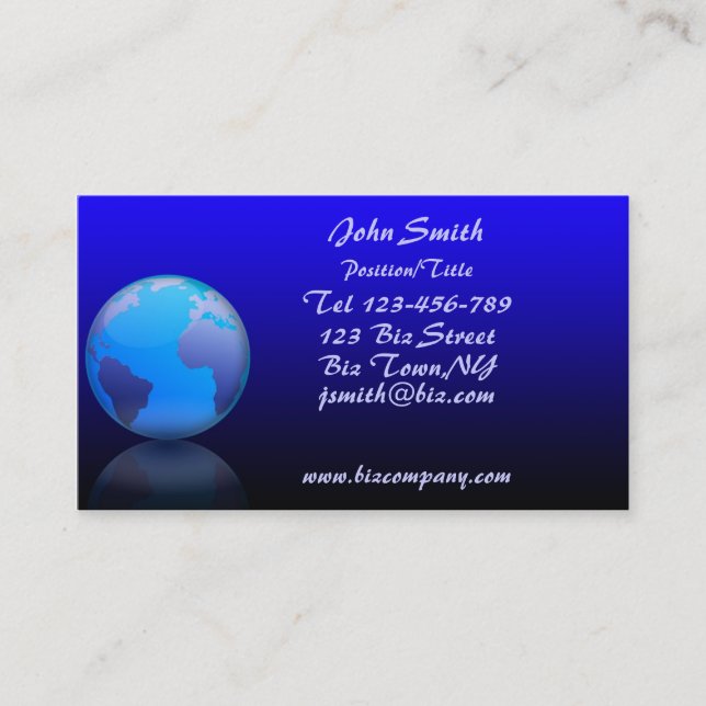 World Globe Business Card Template (Front)