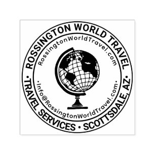 World Globe Business Name Location URL Email Self-inking Stamp