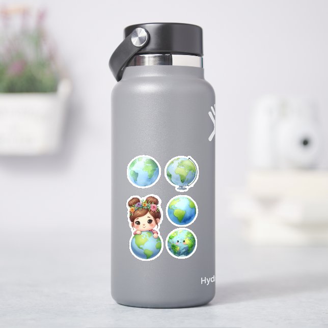 World Globe Earth Day Sticker (HydroFlask)
