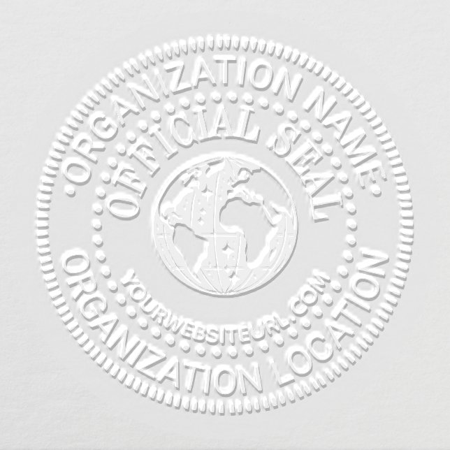 World Globe Generic Official Seal Name Loc URL Embosser (Design)