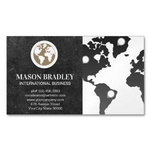 World Globe Icon   Map of the World Business Card Magnet