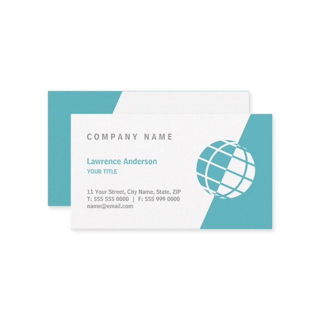 World Globe Logo Professional Business Cards (Front/Back In Situ)