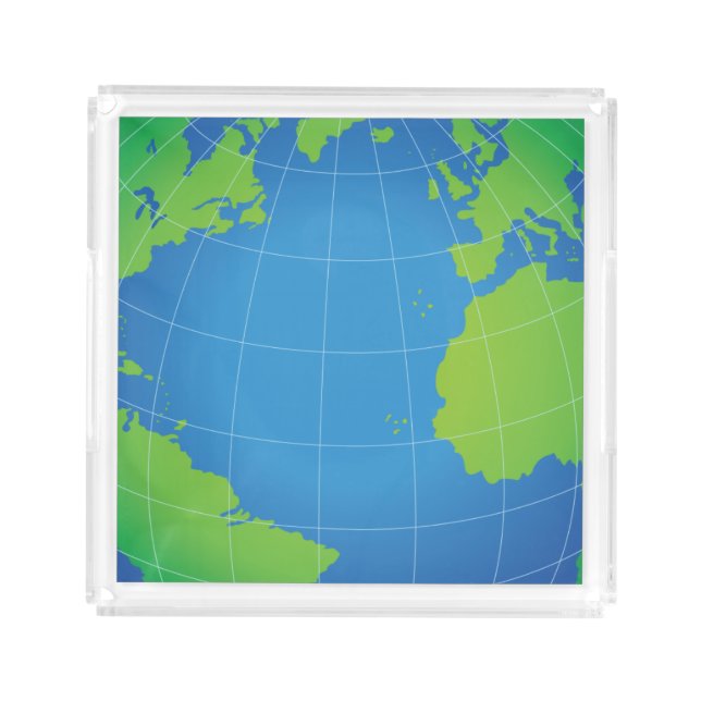 World Globe Map Acrylic Tray (Front)