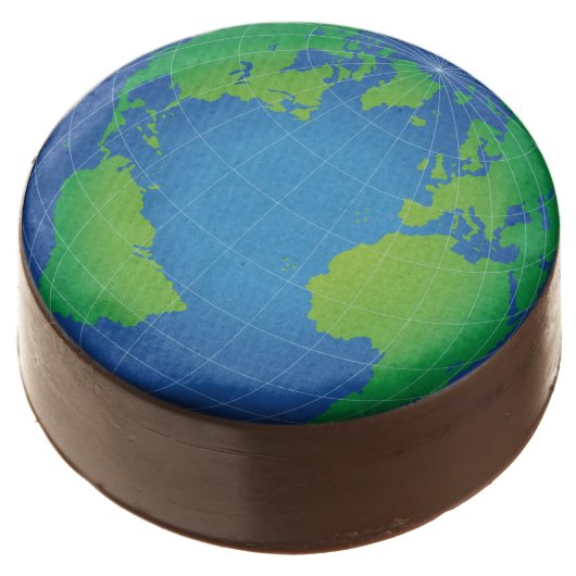 World Globe Map Chocolate Covered Oreo (Angled)