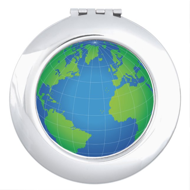 World Globe Map Compact Mirror (Front)