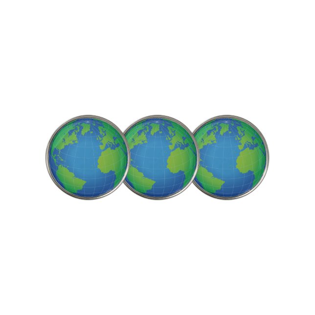 World Globe Map Golf Ball Marker (3 Up)
