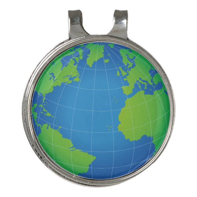 World Globe Map Golf Hat Clip (Front)
