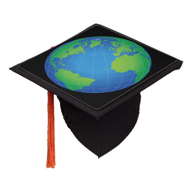 World Globe Map Graduation Cap Topper (Angled)