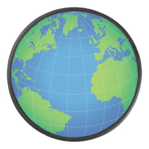World Globe Map Hockey Puck