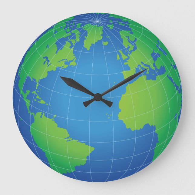 World Globe Map Large Clock (Front)
