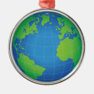 World Globe Map Metal Ornament