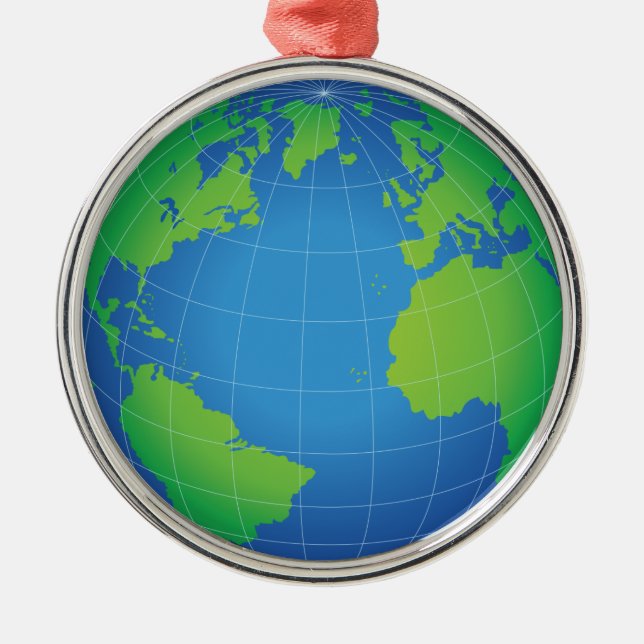 World Globe Map Metal Ornament (Front)
