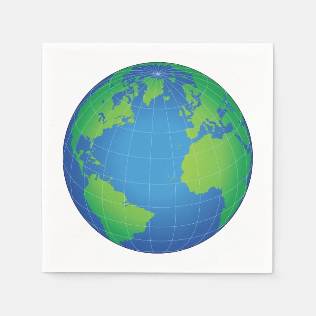 World Globe Map Napkins (Front)