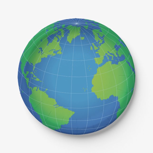 World Globe Map Paper Plates (Front)