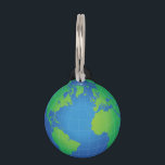 World Globe Map Pet ID Tag<br><div class="desc">A graphical view of the Earth over the Atlantic Ocean as a blue and green map showing the major continents of the Americas, Europe and Africa. You may customize by changing the background color or adding your own text.</div>