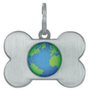 World Globe Map Pet ID Tag