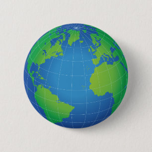 World Globe Map Pinback Button