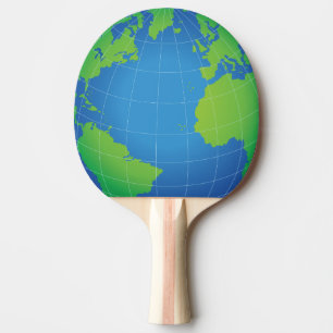 World Globe Map Ping-Pong Paddle