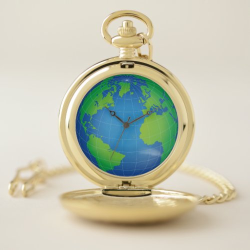 World Globe Map Pocket Watch