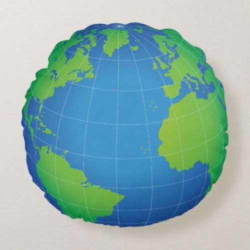 World Globe Map Round Pillow