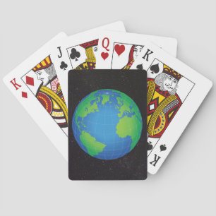 World Globe Map Starry Sky Poker Cards