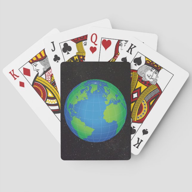 World Globe Map Starry Sky Poker Cards (Back)