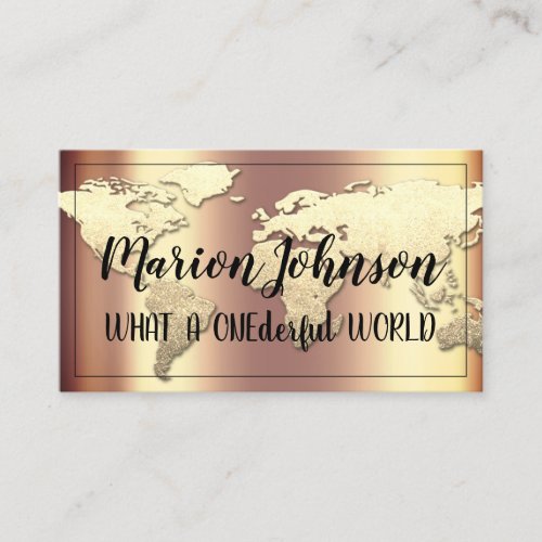World Globe Map Travel Agency Gold Rose Gold  Busi Business Card