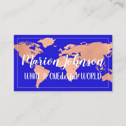 World Globe Map Travel Agency  Rose Fame Blue Business Card