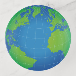 World Globe Map Trinket Tray