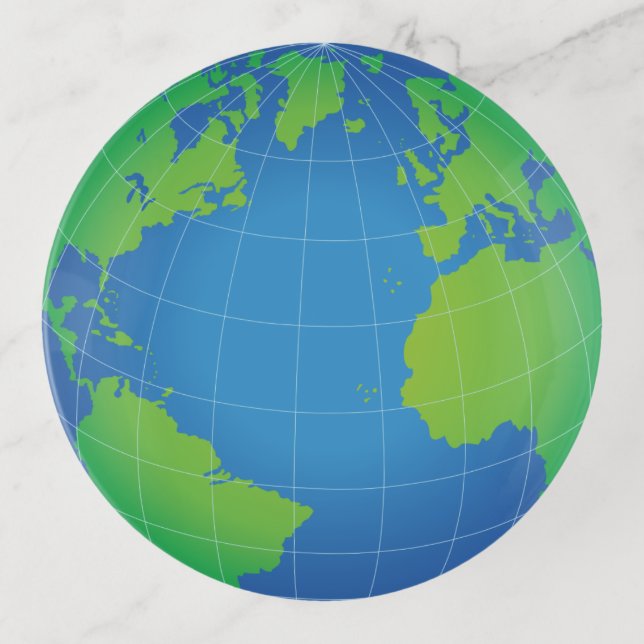 World Globe Map Trinket Tray (Front)